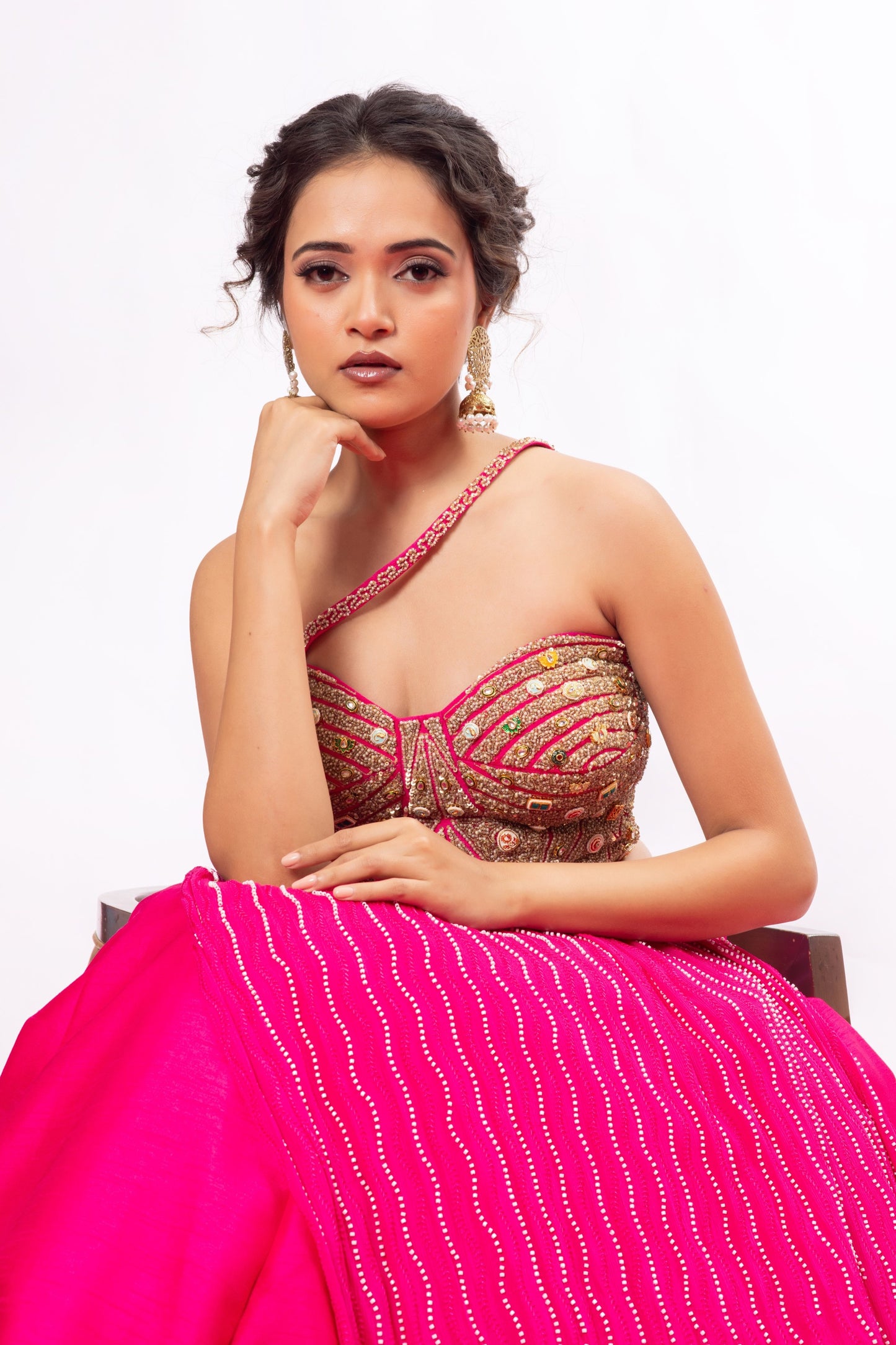 Sitarah Rani Pink Jadau Jewellery Corset Lehenga Set