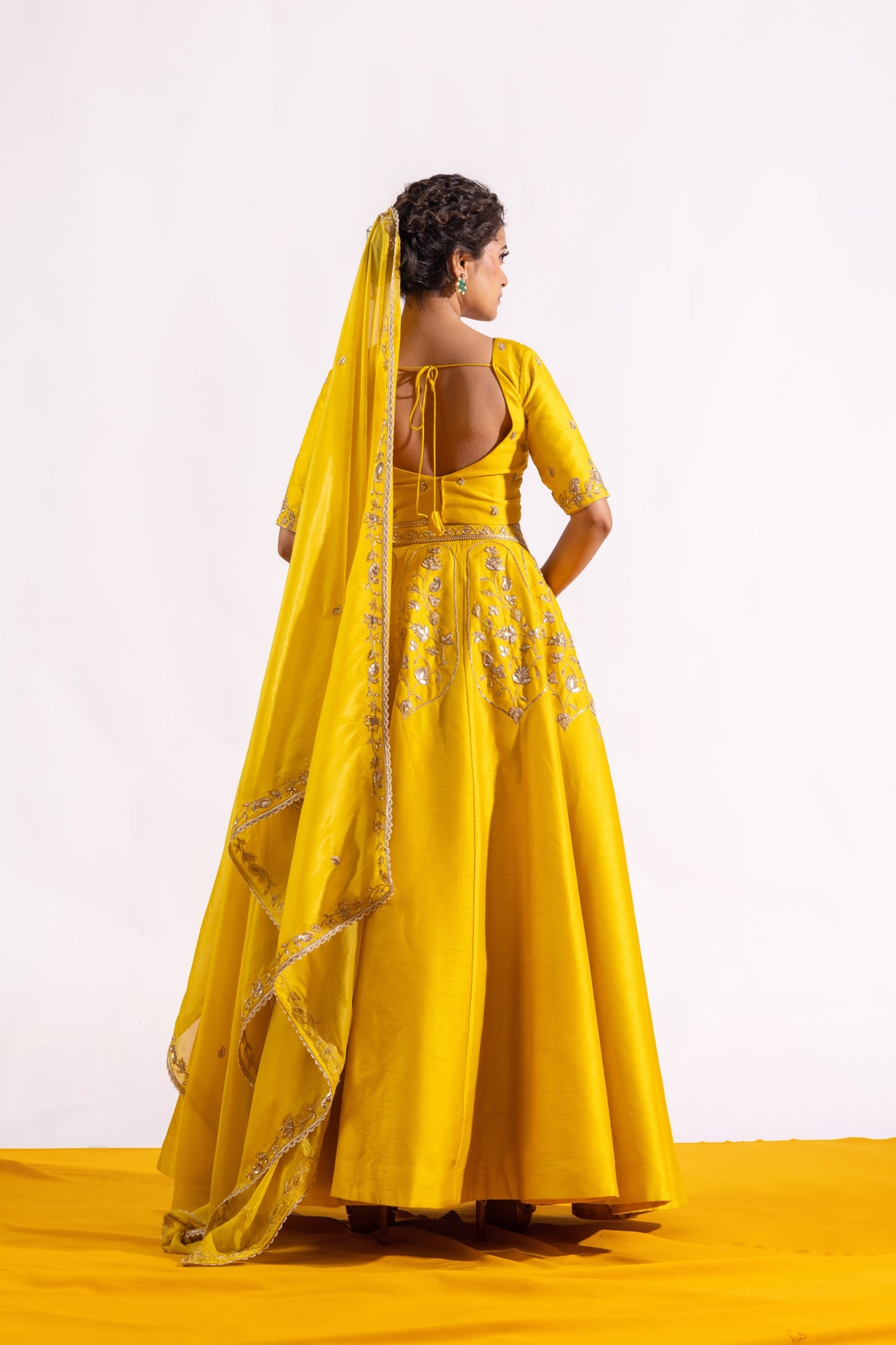 Sitarah Yellow Silk Lehenga Set — Hand Gota Patti with Glass Organza Dupatta
