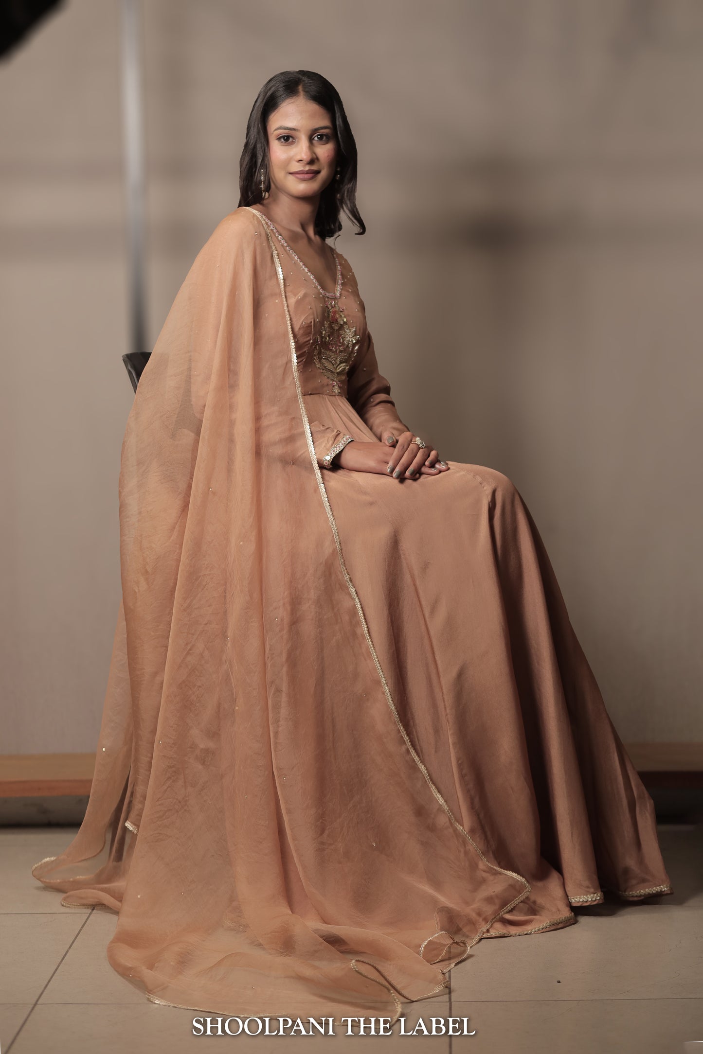 Vasant Beige Anarkali: Timeless Elegance