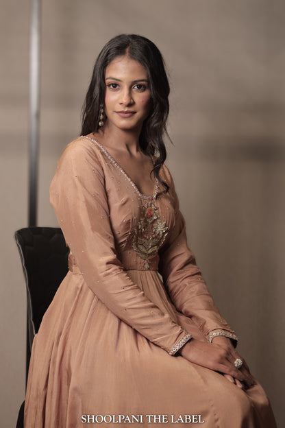 Vasant Beige Anarkali: Timeless Elegance