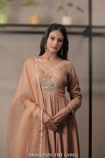 Vasant Beige Anarkali: Timeless Elegance