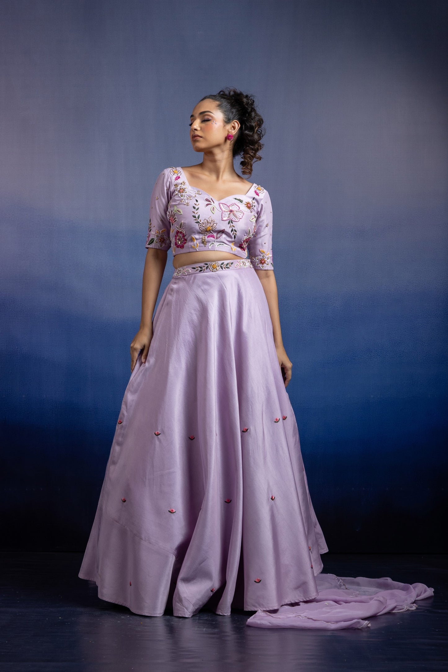 Lavender Silk Carnival Lehenga Set