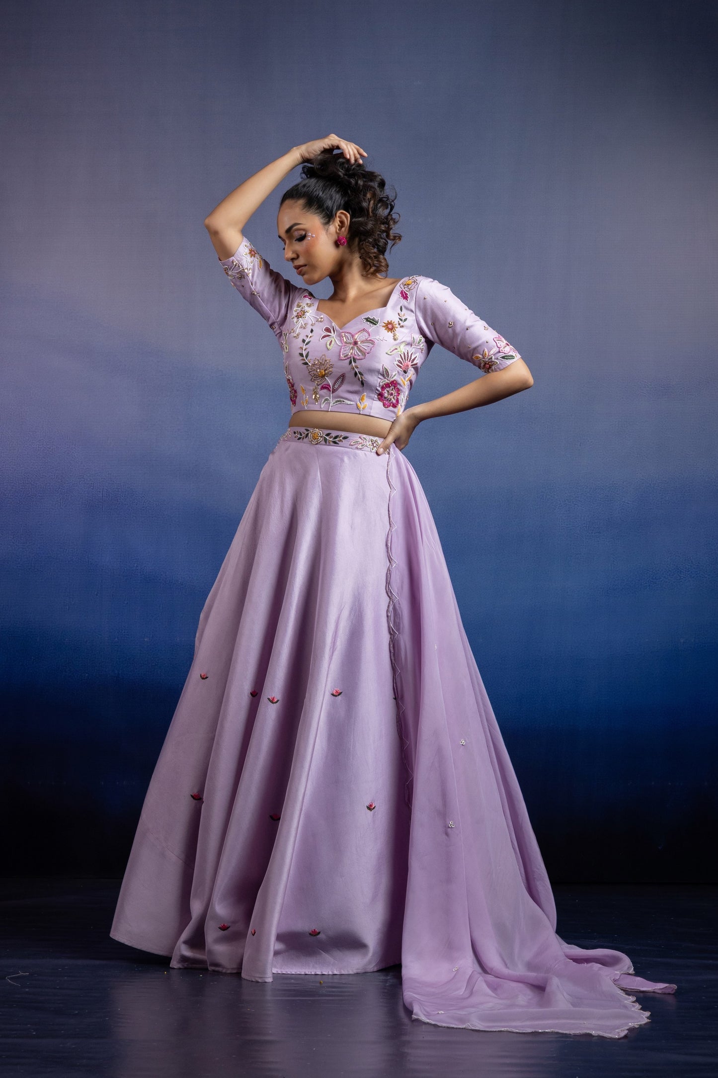 Lavender Silk Carnival Lehenga Set