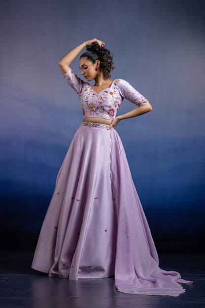 Lavender Silk Carnival Lehenga Set
