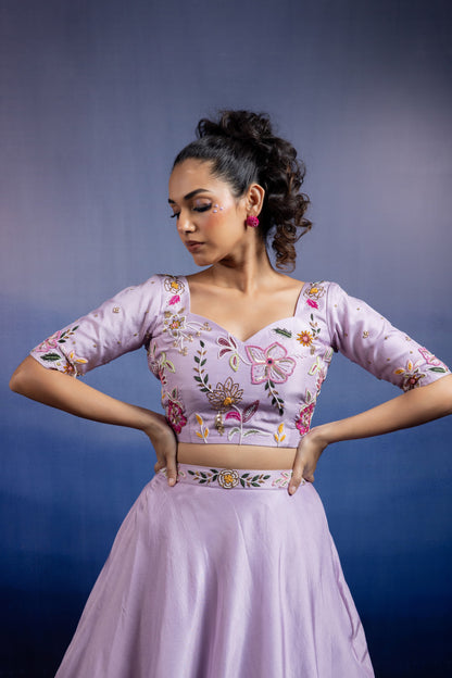 Lavender Silk Carnival Lehenga Set