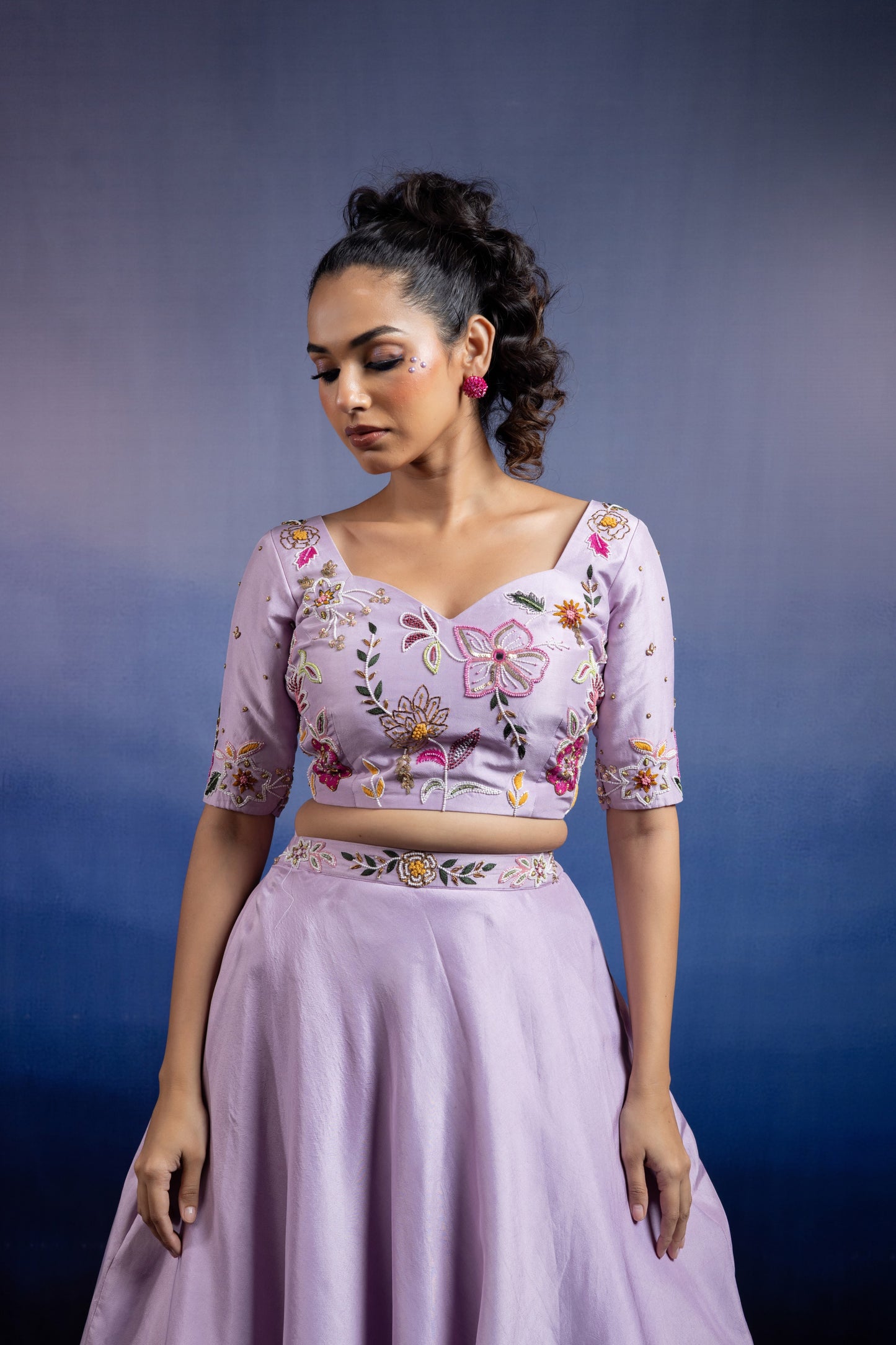 Lavender Silk Carnival Lehenga Set