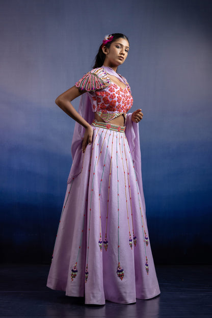 Gulnaar Lilac Beaded Carnival Lehenga Set