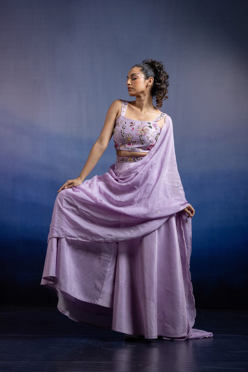 Gulabika Floral Palazzo Set Lavender