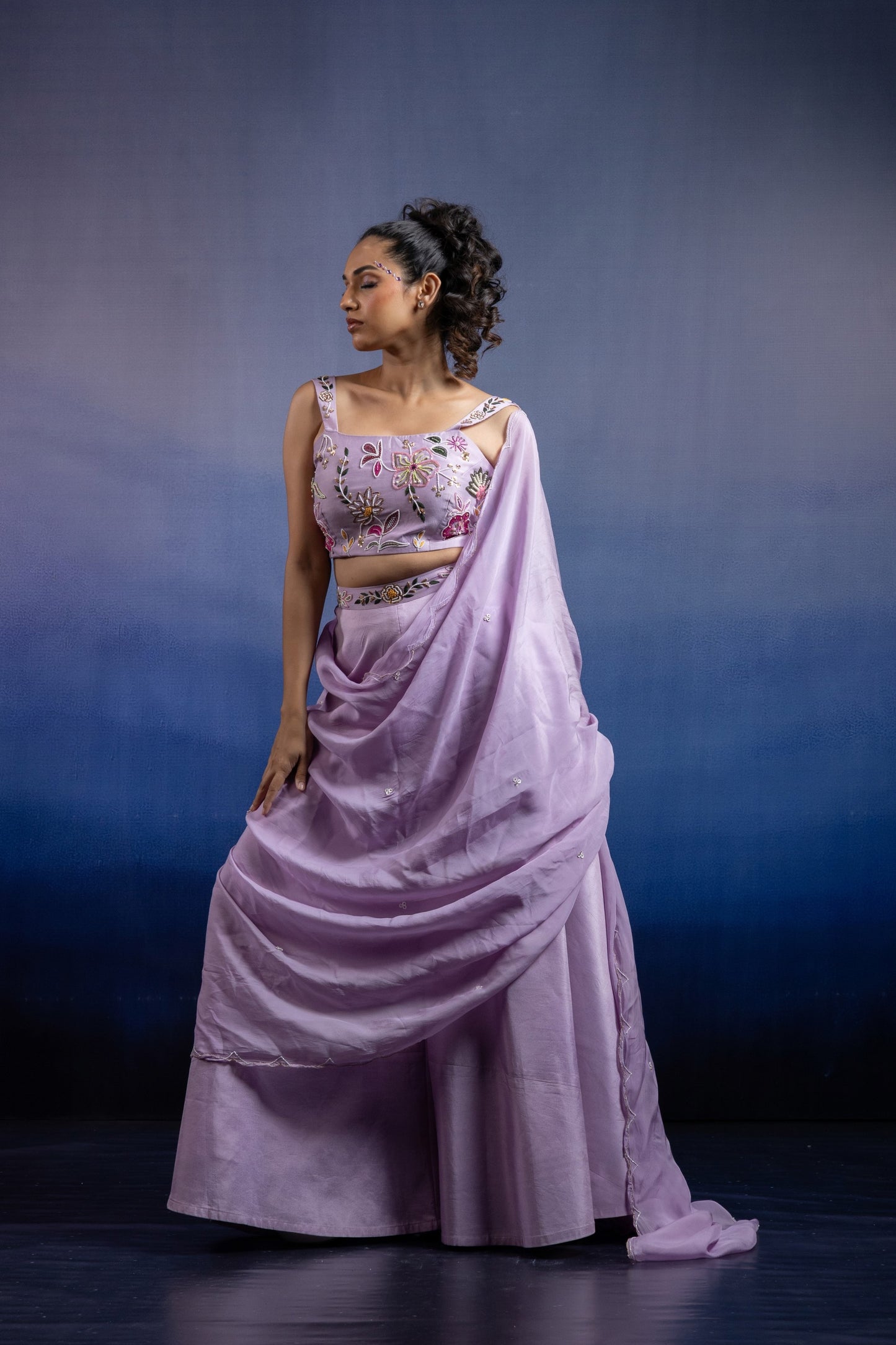 Gulabika Floral Palazzo Set Lavender