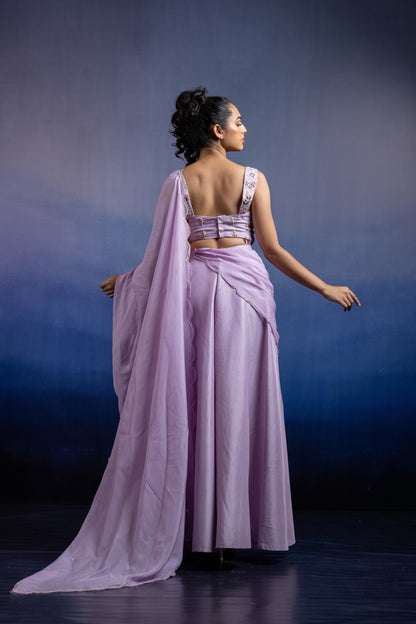 Gulabika Floral Palazzo Set Lavender