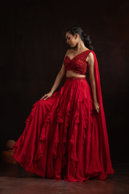 Nazm Ruffled Skirt Set - Jashn