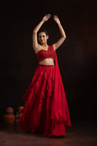 Nazm Ruffled Skirt Set - Jashn
