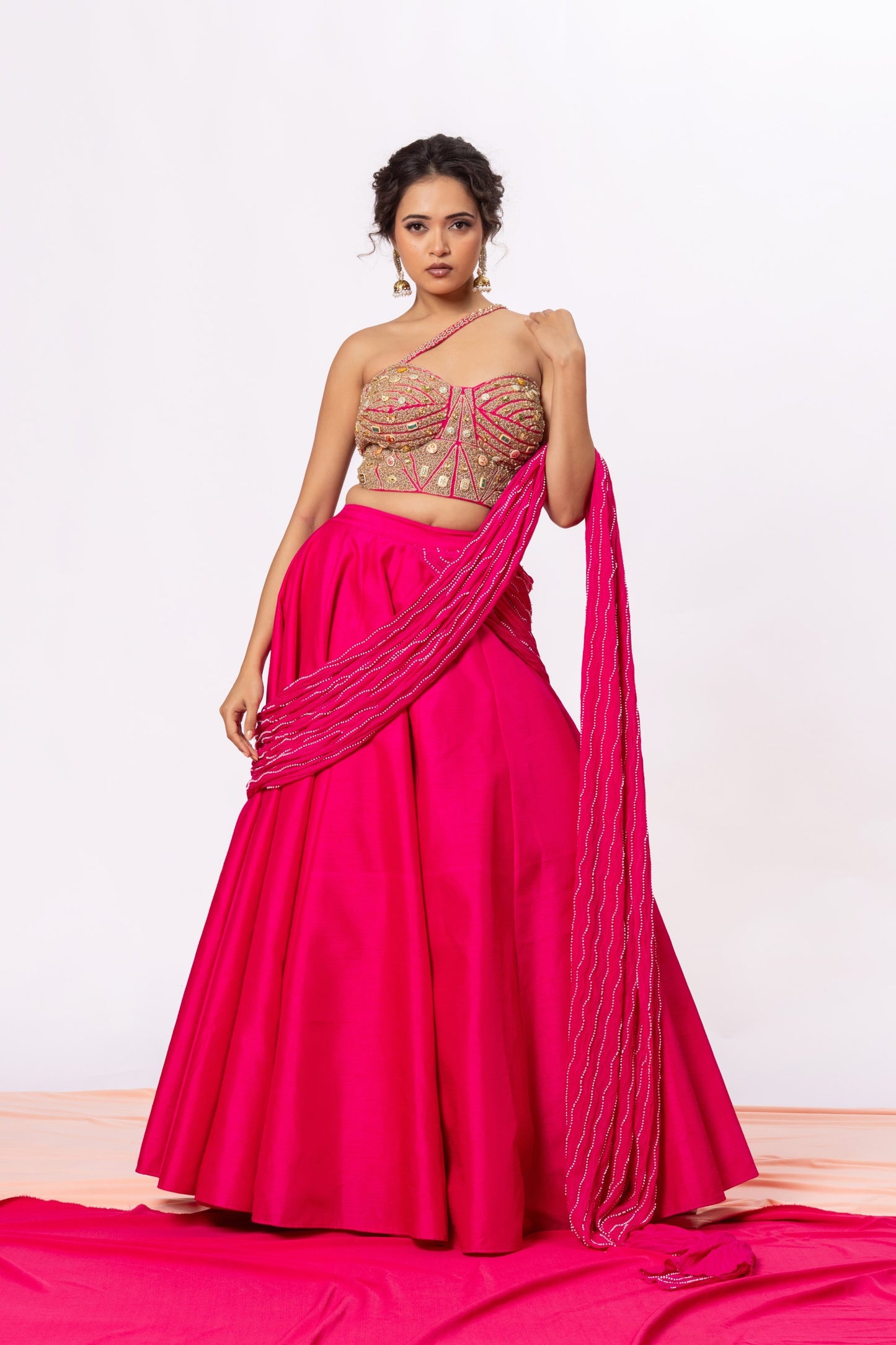 Sitarah Rani Pink Jadau Jewellery Corset Lehenga Set