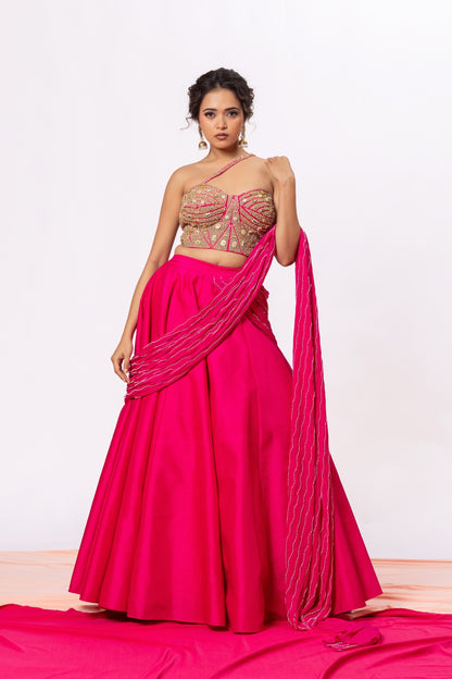 Sitarah Rani Pink Jadau Jewellery Corset Lehenga Set