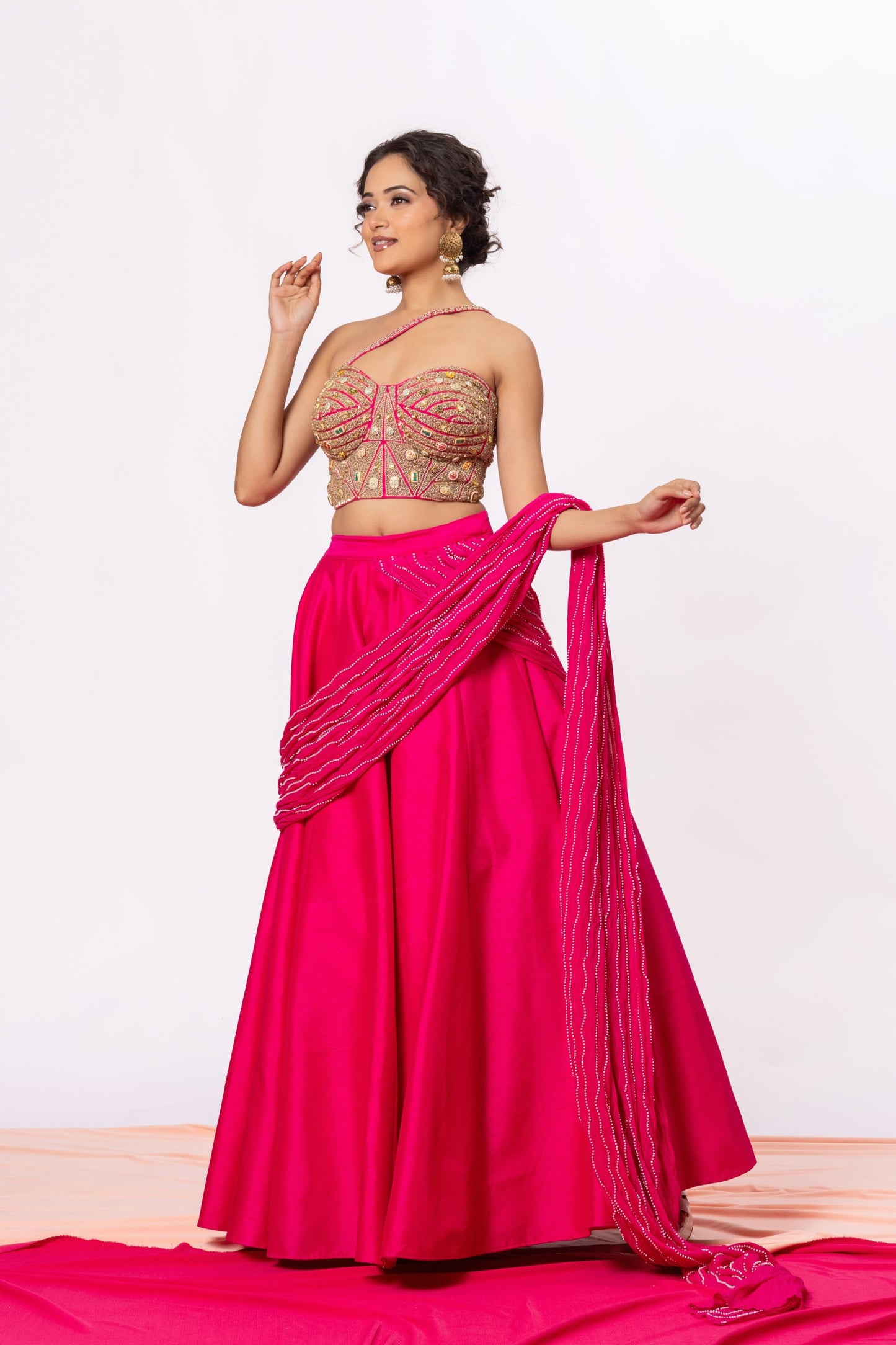 Sitarah Rani Pink Jadau Jewellery Corset Lehenga Set
