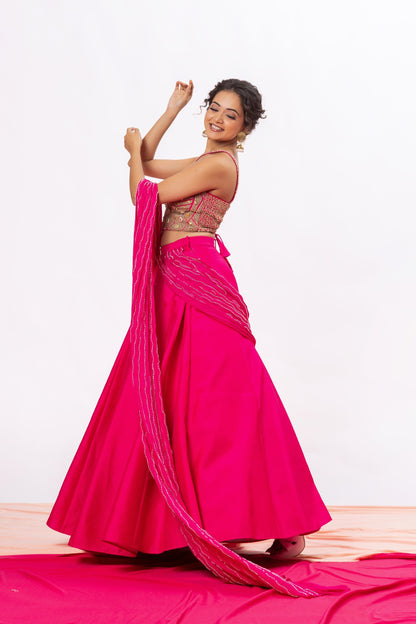 Sitarah Rani Pink Jadau Jewellery Corset Lehenga Set