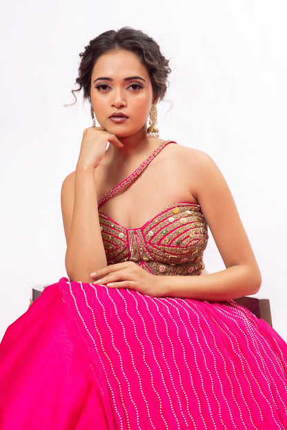 Sitarah Rani Pink Jadau Jewellery Corset Lehenga Set