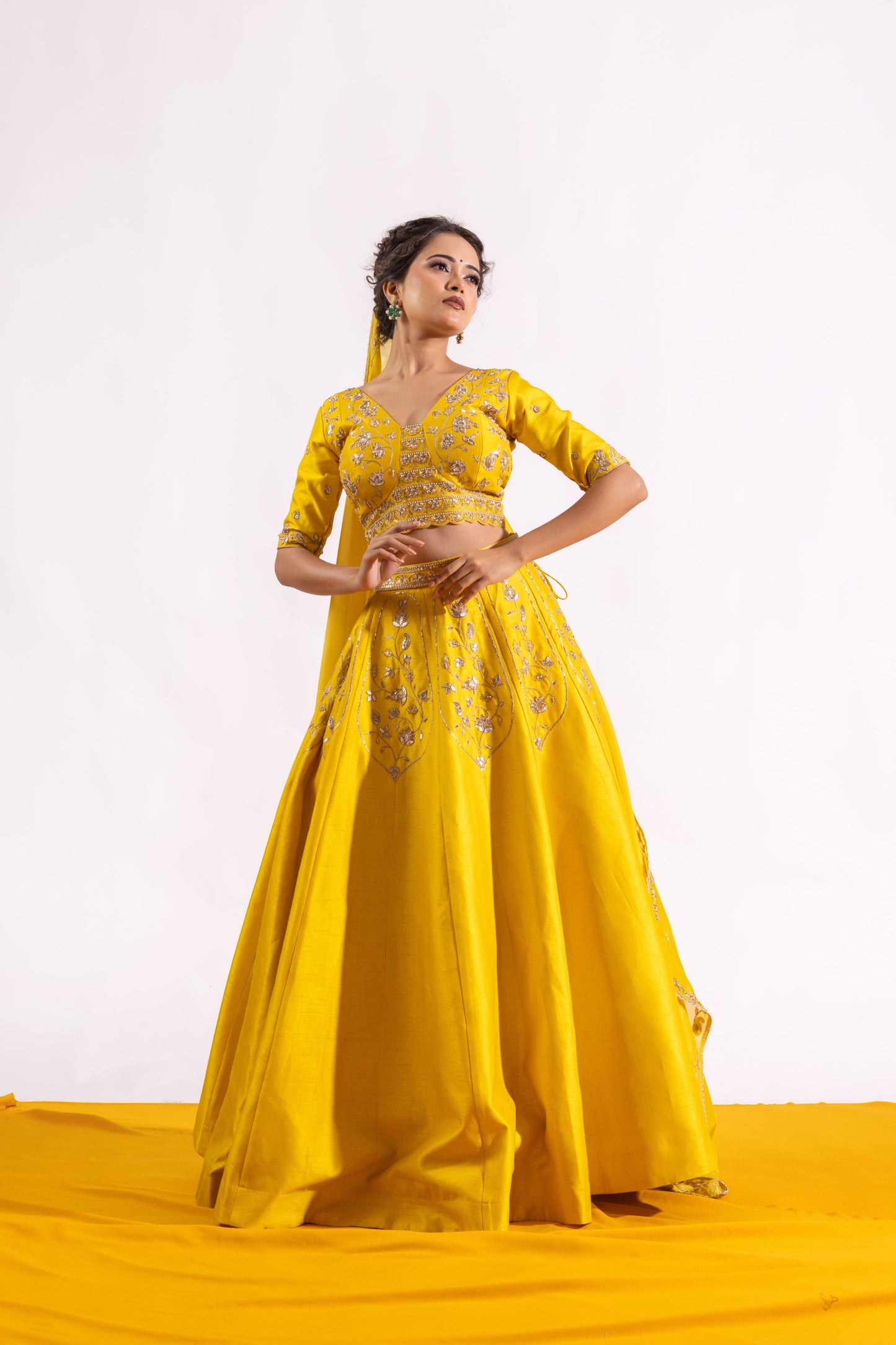 Sitarah Yellow Silk Lehenga Set — Hand Gota Patti with Glass Organza Dupatta