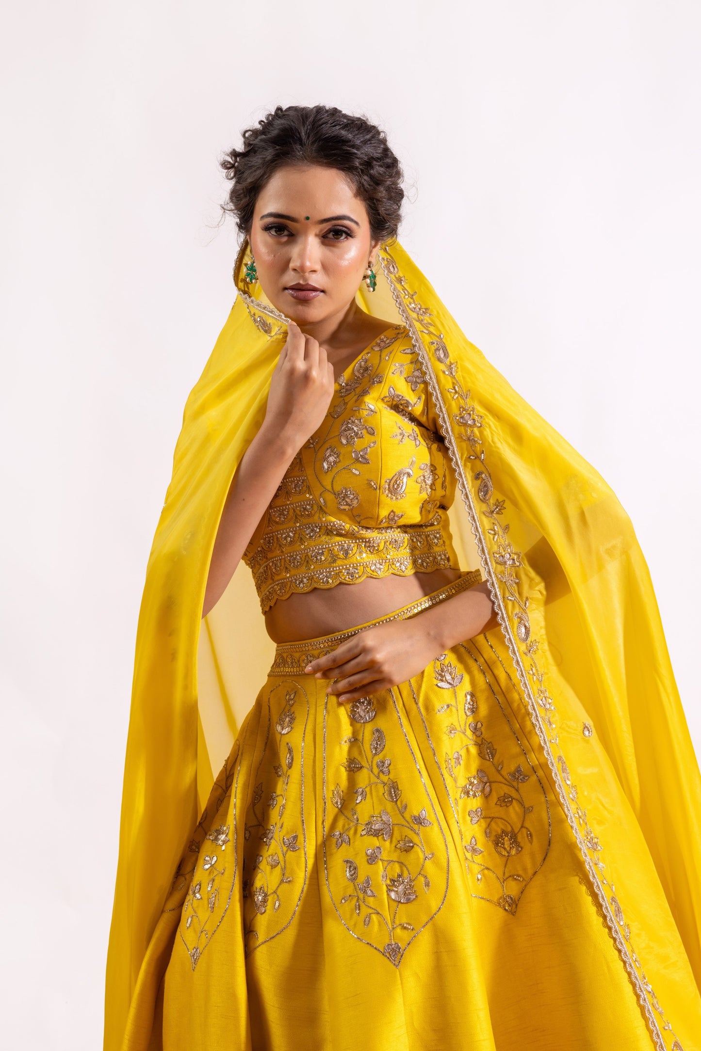Sitarah Yellow Silk Lehenga Set — Hand Gota Patti with Glass Organza Dupatta